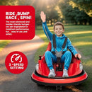 Toddler Bumper Car with Parent Remote Control, 12V Battery Powered, Red