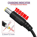 12V Black Battery Charger for Kids Ride-On Cars with 1000mA Output and 5Ft Cord