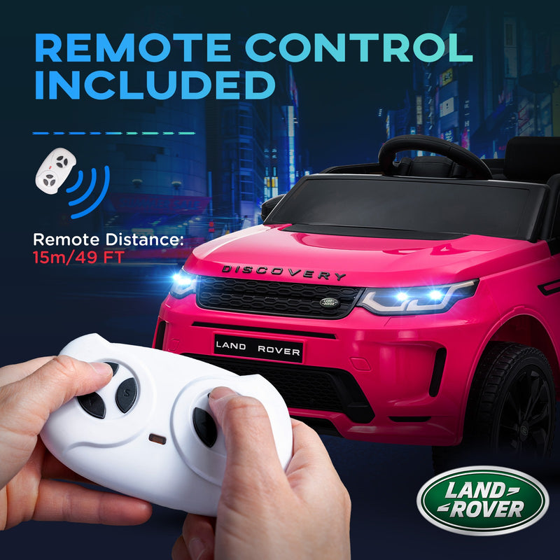 Licensed 12V Pink Kids Ride-On Car with Soft Start and Land Rover Design