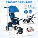 Costzon 5-in-1 Toddler Tricycle with Adjustable Push Handle and Swiveling Seat
