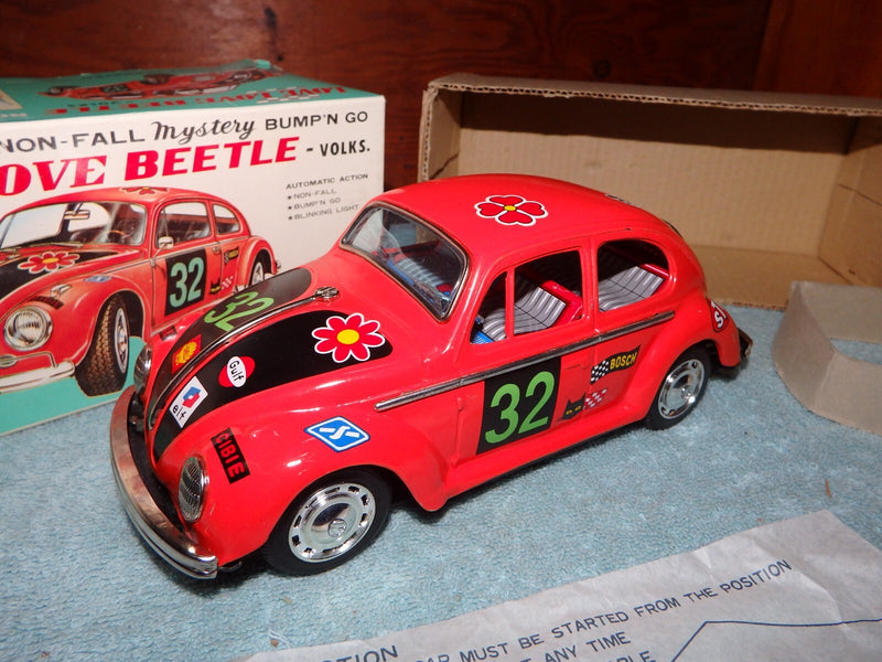 Vintage TAIYO Battery-Operated VW Beetle Toy Car from Japan with Original Box