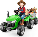 12V 7AH Green Kids Ride-On Tractor with Trailer and Remote Control