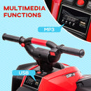 12V Electric Kids ATV Quad with Dual Motors, 2-Speed, Headlights, and Music in Red