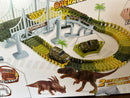 Dinosaur Adventure Track Set: Includes 2 Realistic Dinosaurs and Battery-Powered Vehicle with 155+ Pieces