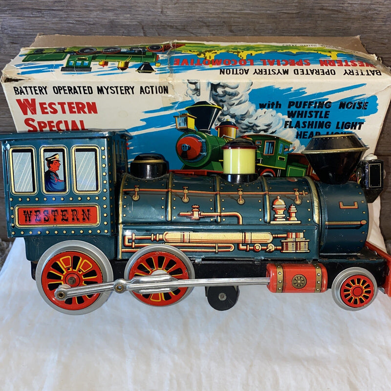 Vintage 1960s Western Special Battery-Operated Locomotive with Original Box