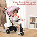 INFANS 6-in-1 Pink Kids Tricycle with Reversible Seat for Ages 9-60 Months