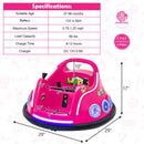 12V Pink Remote-Controlled Bumper Car for Kids with Flashing LED Lights and Music