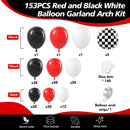 Race Car Balloon Garland Arch Set - 153 Pieces in Red, Black, and Checkered Pattern