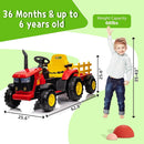 12V Electric Ride-On Tractor with Trailer for Kids - Remote Controlled 6-Wheel Vehicle