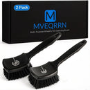 Dual Set of Car Wheel and Tire Brushes with Soft and Stiff Bristles (Black)