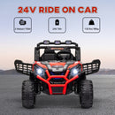24V Dual Motor Red Ride-On Car for Kids with Remote Control and Spring Suspension