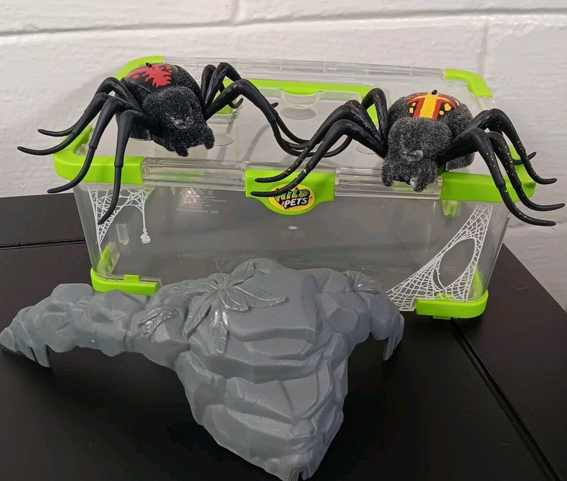 Set of 2 Light-Up Moving Crawling Tarantula Spiders with Cage by Moose