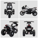 White 3-Wheel Kids Electric Motorcycle with Horn and Traction Tires