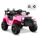 12V Pink Electric Ride-On Truck with Remote Control, Music, and Lights for Kids