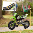 12V Electric Green Motorcycle for Kids with Twist Grip and Training Wheels