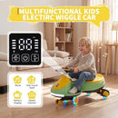 12V Rechargeable Wiggle Car and Swing Combo for Kids - Green