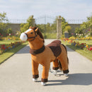Soft Brown Plush Ride-On Pony with Wheels for Kids Ages 3-5