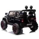 Black 24V Two-Seater Electric Ride-On Toy Truck for Kids with Bluetooth and LED Lights