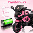 6V Battery-Powered Pink Ride-On Motorcycle for Kids with Headlight Wheels