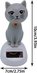 Gray Solar-Powered Twirling Cat Figurine - 4 Inches Tall
