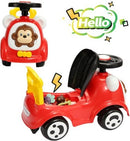Monkey-Themed Red 4-Wheel Ride-On Car for Toddlers Ages 1-3