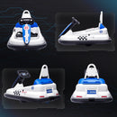 White 6V Kids Bumper Car with 360° Spin, LED Lights, Music, and Horn