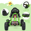 Green 4-Wheel Kids Pedal Go Kart with Adjustable Seat and Handbrake
