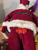 VTG 1950's Rubber Face Santa Works Automaton Bell 13" Tin Toy Made in Japan NOS