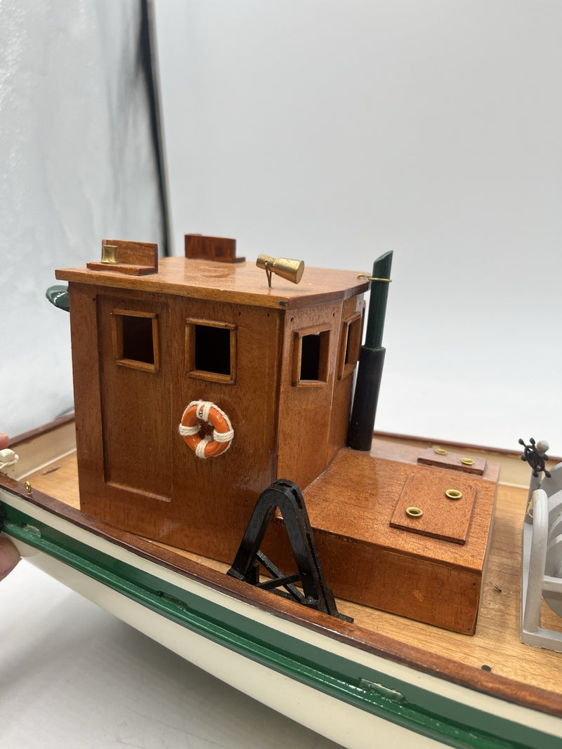 Handcrafted Wooden Boat Anna 2 with Green Trim