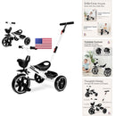KRIDDO TC011 Convertible Toddler Tricycle with Push Handle for Ages 18 Months to 5 Years