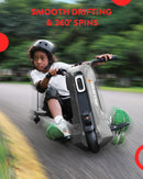 24V Kids Electric Go Kart, 360° Spin Drift Racer, Black