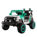 Electric Ride-On Car for Kids with Remote Control, White and Green, LED Lights and Sound Features