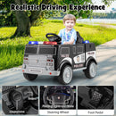 Police-Themed Ride-On Car for Kids with 3 Speed Settings, Megaphone, Music, FM Radio, and Flashing Lights