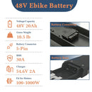 48V 20Ah Lithium Battery with 40A BMS for 100-1500W Motor for Extended Travel