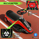 12V Dual-Function Kids Ride-On Car with Go Kart, Dust Vacuum, 2 Speeds, and Music (Red)