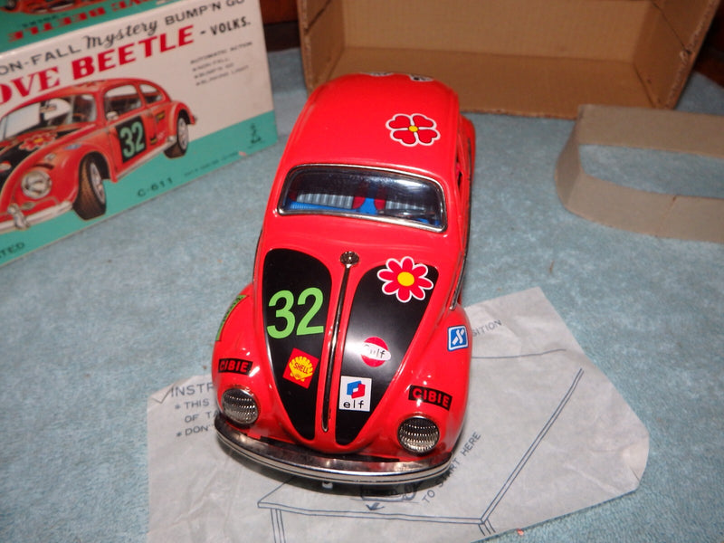 Vintage TAIYO Battery-Operated VW Beetle Toy Car from Japan with Original Box