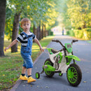 12V Electric Green Dirt Bike Motorcycle Toy for Kids with Training Wheels
