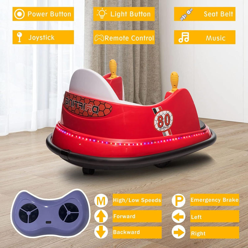 6V Electric Ride-On Bumper Car with Remote Control for Kids and Toddlers