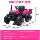 12V Electric Tractor with Detachable Trailer and 7-LED Headlights for Kids