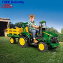 John Deere 12V Power Tractor Ride-On with Removable Dump Trailer XL
