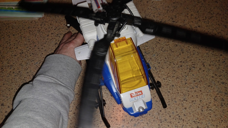 Working Blue Rescue Helicopter Toy with Power Winch, Sounds, and Lights