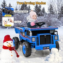 12V Remote Control Electric Dump Truck for Kids with Bluetooth Music and LED Lights