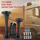 High-Performance 12V 600DB Dual Electric Black Train Horns for Trucks and SUVs