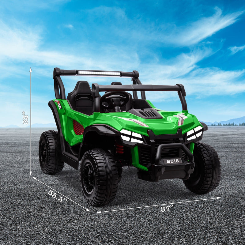 24V Kids Electric 4WD Ride-On UTV Truck, 2-Seater, Green, 80W Motor