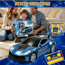 Gas Station Playset for Remote Control Cars - Spray & Dual Sounds for Kids Aged 4-12