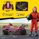 Children's Pink Electric Drift Kart with Dual Motors and Soft Start, 24V 7AH, 8.1 MPH