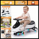 12V Electric Wiggle Car for Children - White Pedal Ride-On Toy for Outdoor Fun