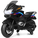 12V Electric Kids Motorcycle with Training Wheels and Light - Black