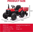 Children's 12V Electric Tractor with Detachable Trailer and 3 Speed Settings