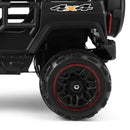12V Battery-Powered Black Kids Ride-On Truck with Remote Control, MP3, LED Lights, USB, and Cover